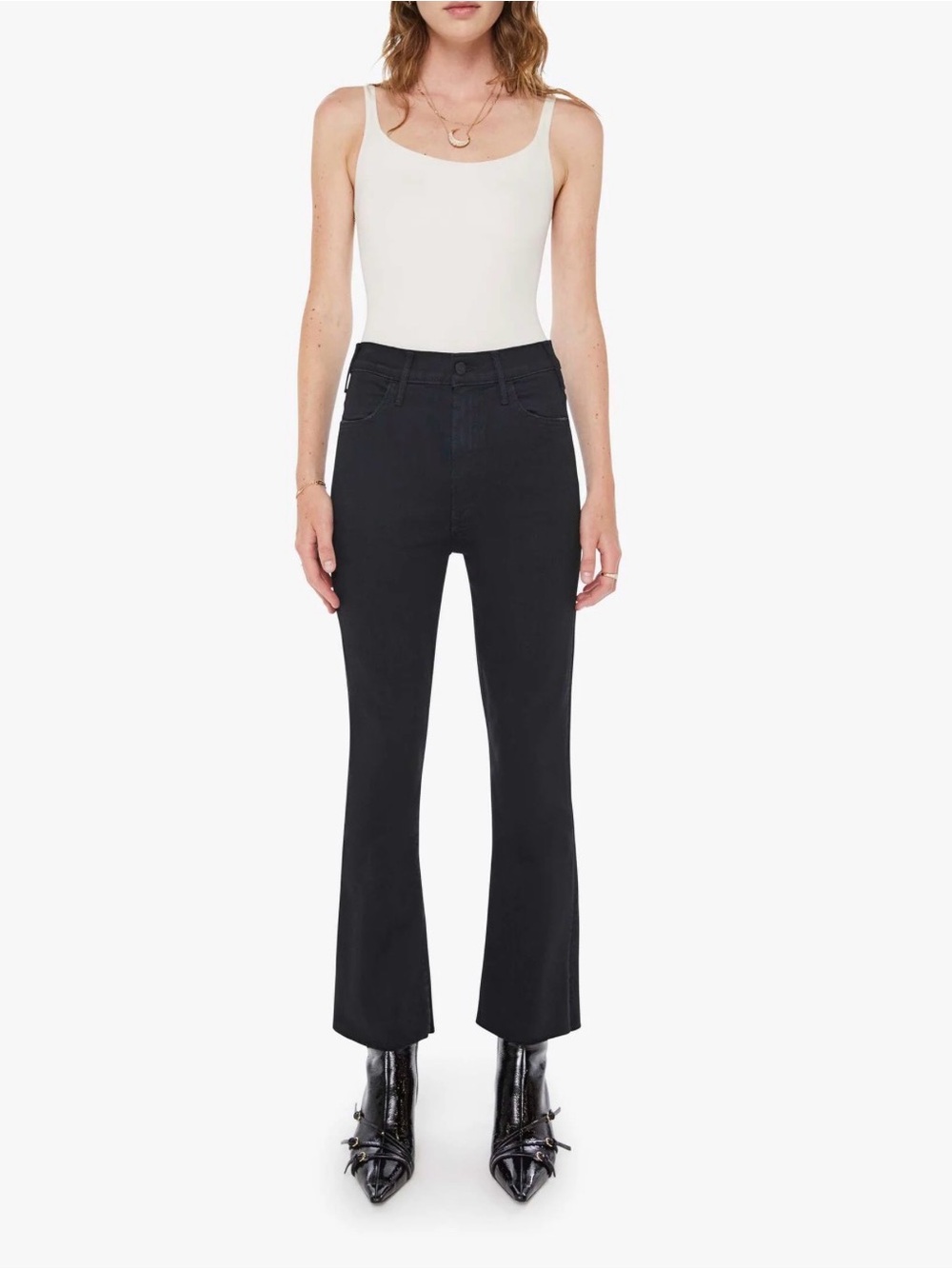 MOTHER Hustler Ankle Fray Black Jeans Size 26